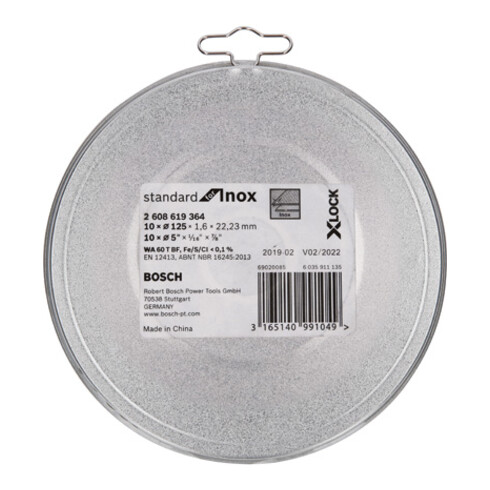 Bosch X-LOCK Standard for Inox set, T41, 10-delig, 125 x 1,6 x 22,23 mm