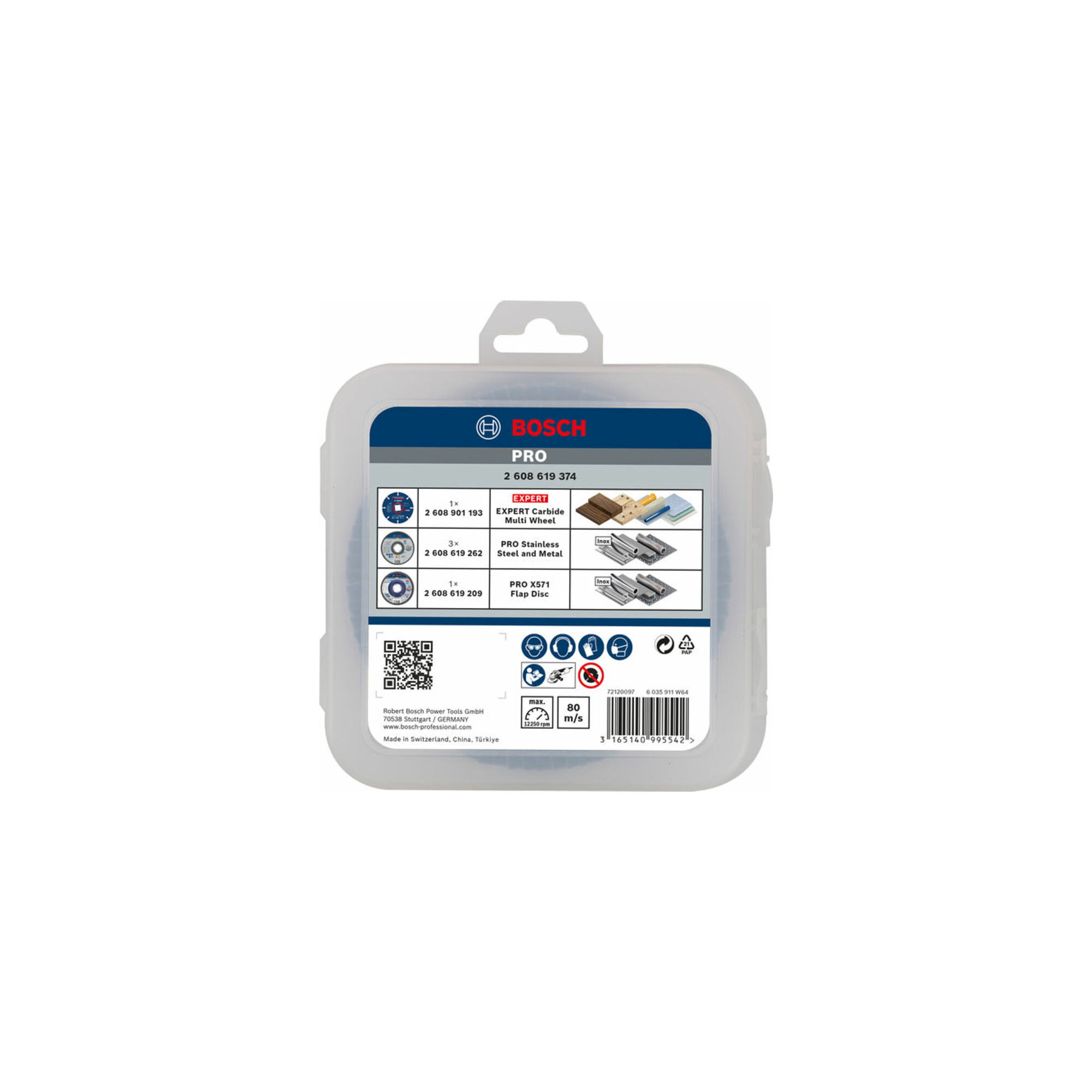 BOSCH X-LOCK Trenn- und Fächerschleifscheiben-Set, 5-teilig, Durchmesser:125 mm, CMW (Ceramic Metal Wood), für Winkelschleifer mit X-Lock Aufnahme,