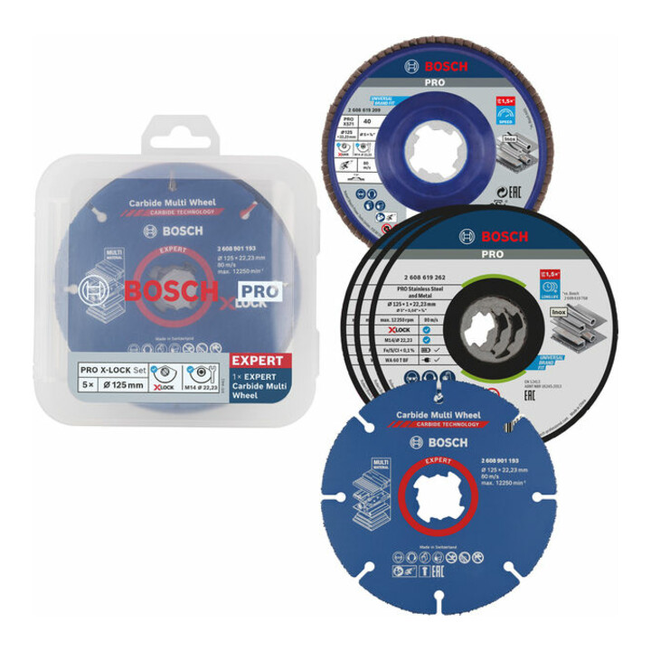 Bosch X-LOCK Trenn- und Fächerschleifscheiben-Set, 5-teilig, 125 mm, CMW