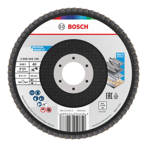 Bosch X451 Disque abrasif à lamelles 125 mm, T29, K40