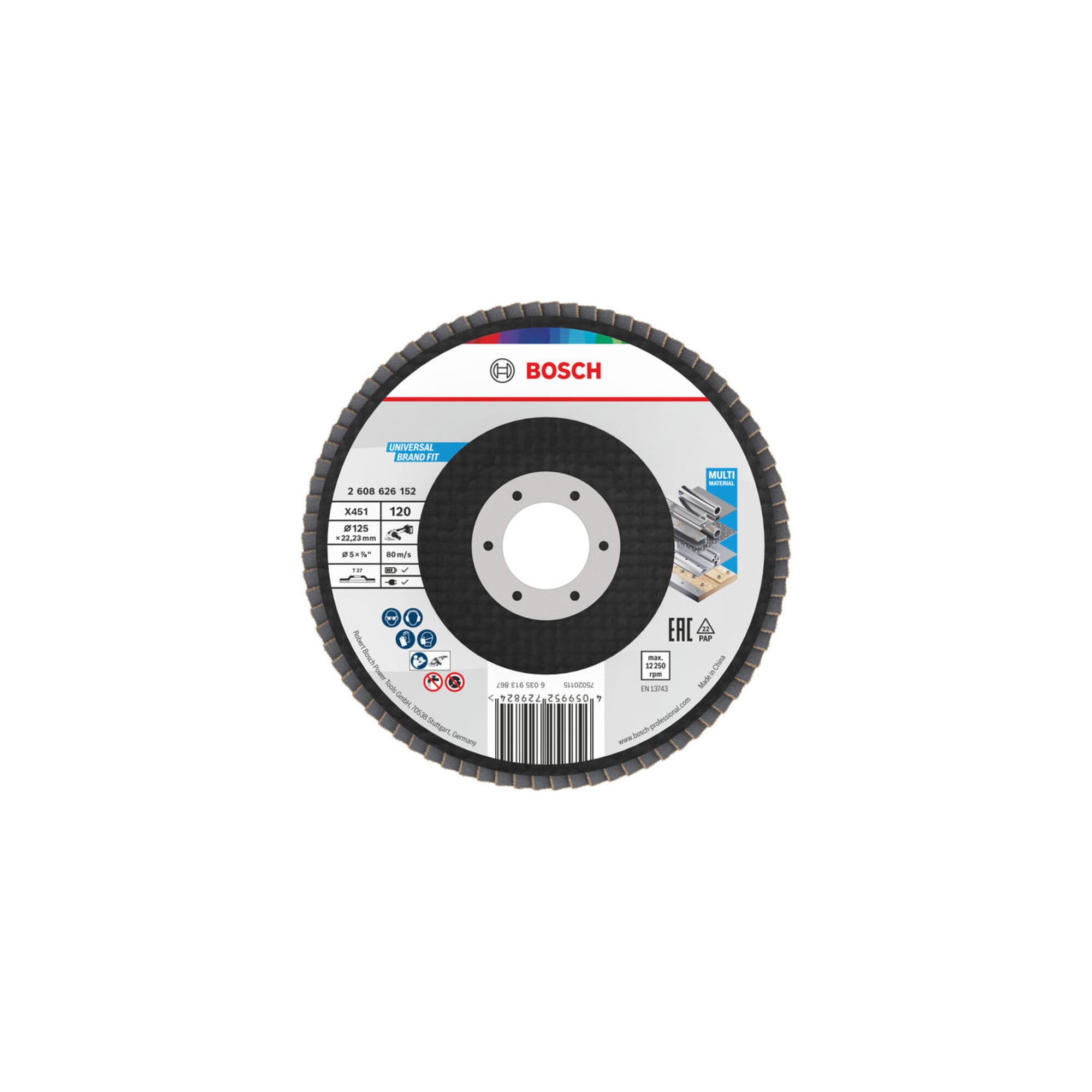 BOSCH X451 Fächerschleifscheibe 125mm,T27,K120