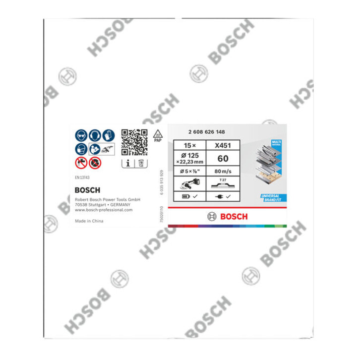 Bosch X451 Fächerschleifscheibe 125mm,T27,K60