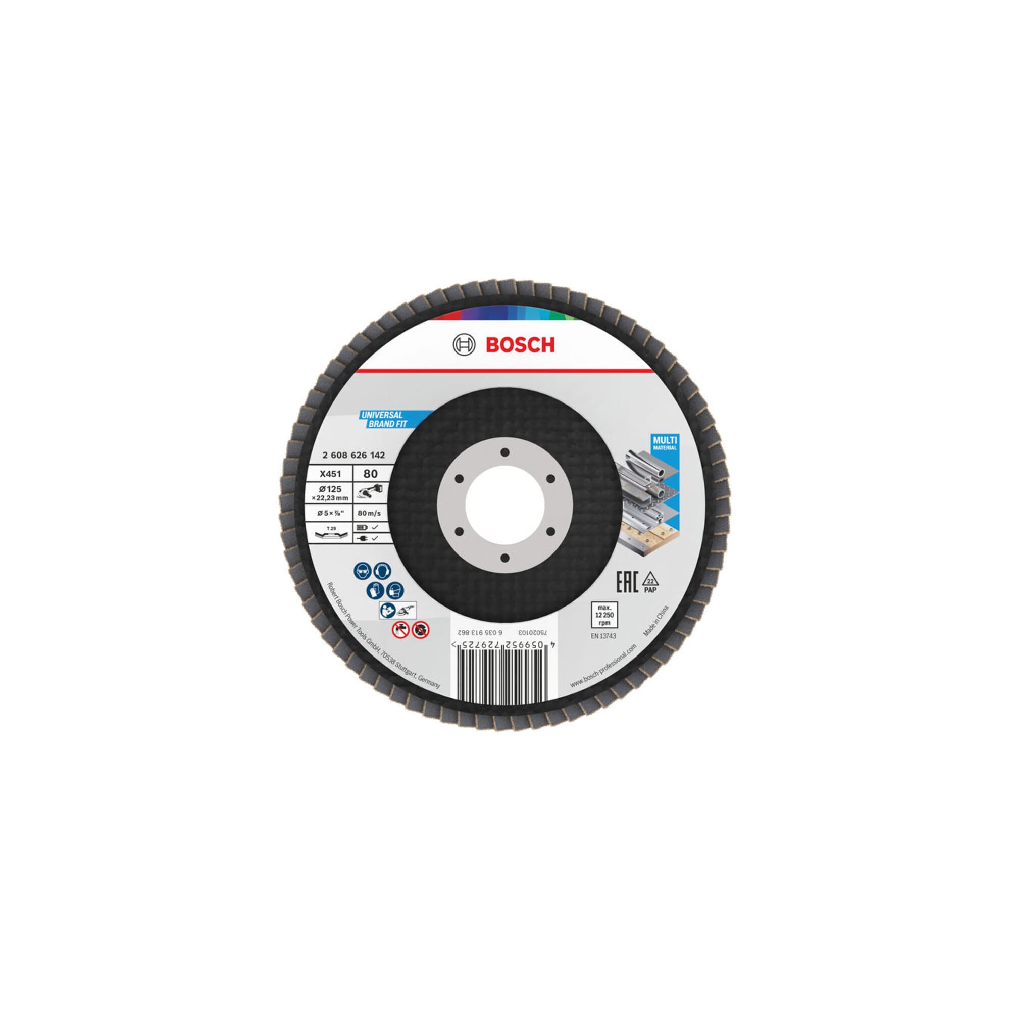 BOSCH X451 Fächerschleifscheibe 125mm,T29,K80