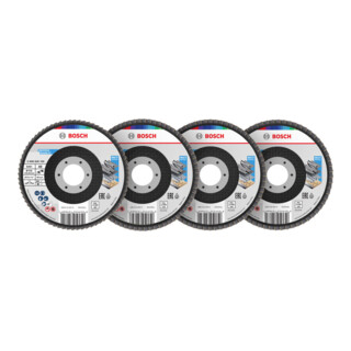 Bosch X451 Fächerschleifscheiben Set, 115 x 22,23 mm, K40/K60/K80/K120, Z27, 15-tlg
