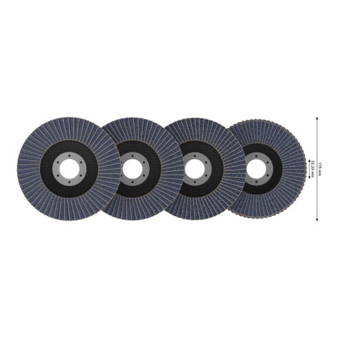 Bosch X451 Fächerschleifscheiben Set, 115 x 22,23 mm, K40/K60/K80/K120, Z27, 15-tlg