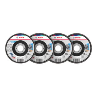 Bosch X451 Fächerschleifscheiben Set, 115 x 22,23 mm, K40/K60/K80/K120, Z27, 60-tlg
