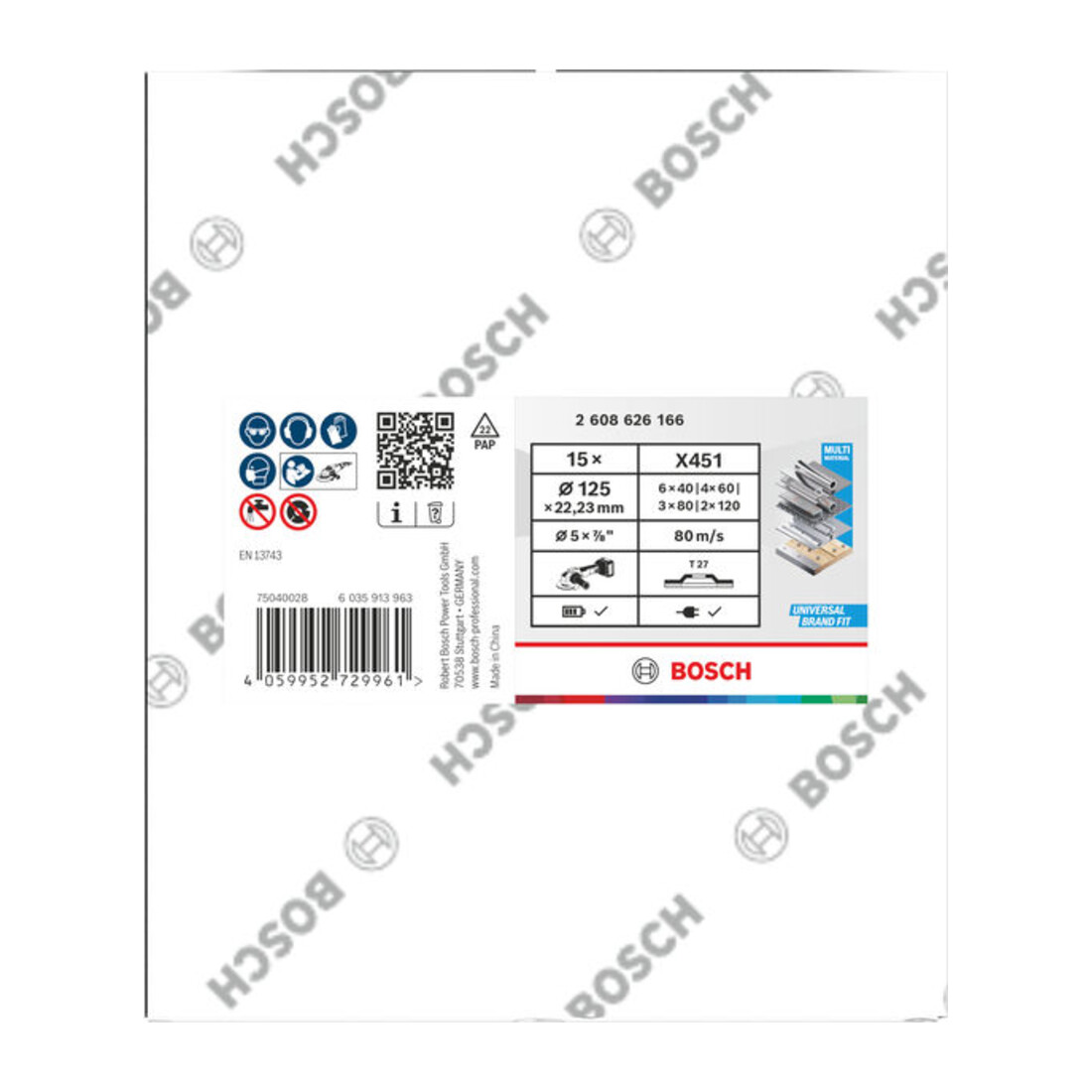 Bosch X451 Fächerschleifscheiben Set, 125mm, T27
