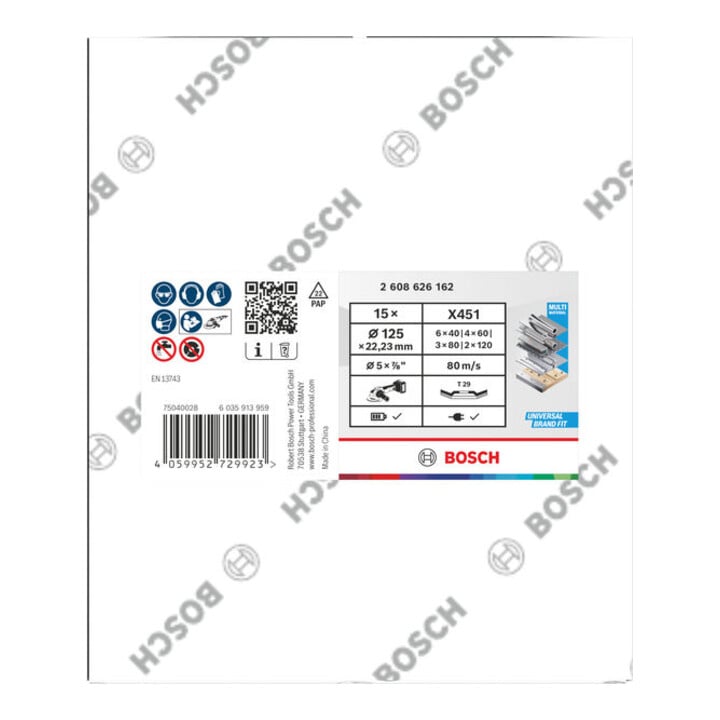 Bosch X451 Fächerschleifscheiben Set, 125mm, T29