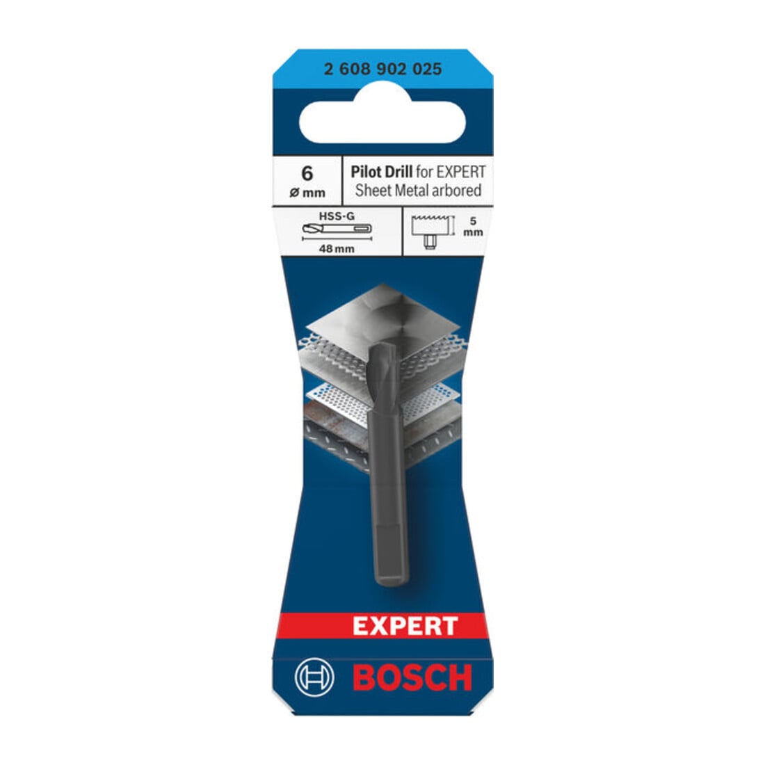 Bosch Zentrierbohrer für EXPERT Sheet Metal Lochsäge mit Aufsteckhalter, Ø 6x5x48 mm