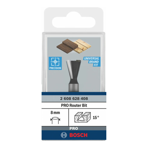 Bosch Zinkenfräser 8 mm D1 14 mm L 14 mm G 55 mm 15°