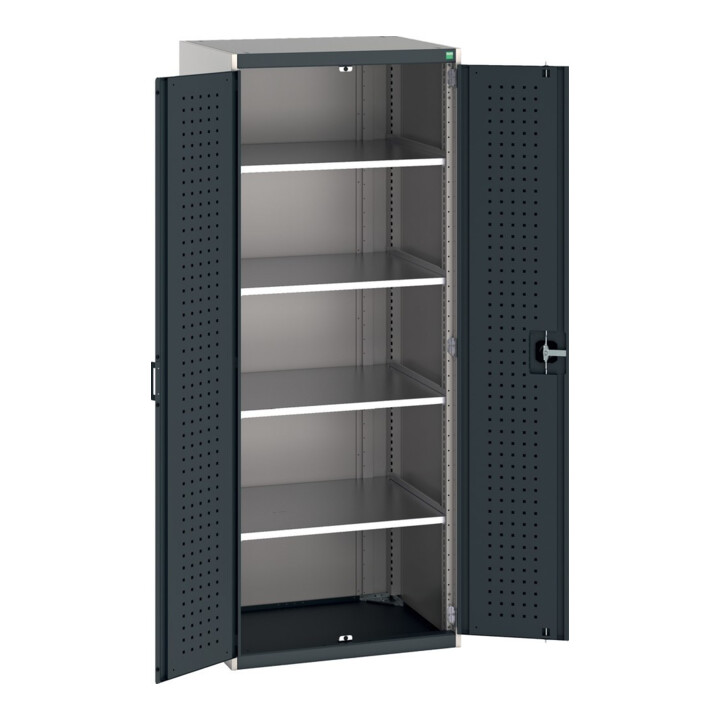 Bott Armoire à portes battantes cubio 800 x 650 x 2000 mm RAL 7035/7016 avec 4 étagères