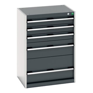 Bott Armoire à tiroirs cubio 5 tiroirs 900 × 525 × 650 mm RAL 7035/7016