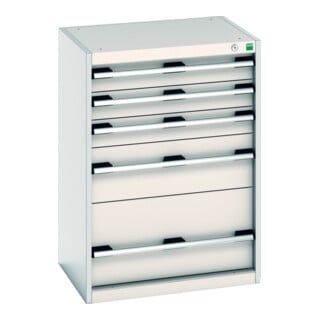 Bott Armoire à tiroirs cubio 5 tiroirs 900 × 525 × 650 mm RAL 7035