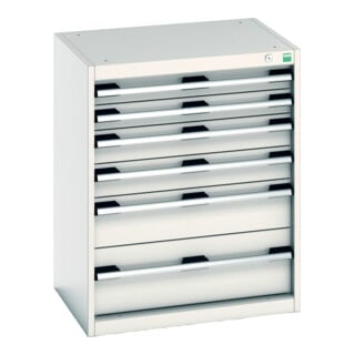 Bott Armoire à tiroirs cubio 6 tiroirs 650 x 525 x 800 mm RAL 7035