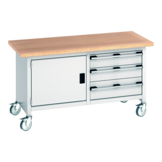 Bott Établi cubio 1500 x 750 x 840 mm Multiplex Hêtre RAL 7035