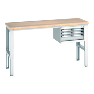 Bott Établi cubio 3 tiroirs multiplex hauteur réglable 2000 x 750 x 740-1140 mm RAL 7035
