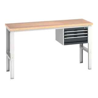 Bott Établi cubio 3 tiroirs multiplex réglable en hauteur 2000 × 750 × 740-1140 mm RAL 7035/7016