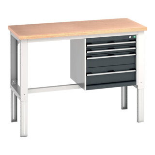Bott Établi cubio 4 tiroirs multiplex réglable en hauteur 1500 x 750 mm