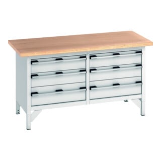 Bott Établi cubio avec plan de travail multiplex 1500 x 750 x 840 mm RAL 7035