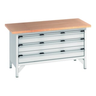 Bott Établi cubio avec plan de travail multiplex 1500 x 750 x 840 mm RAL 7035