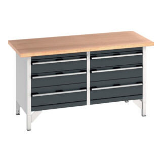 Bott Établi cubio avec plateau de travail multiplex 1500 x 750 x 840 mm RAL 7035/7016