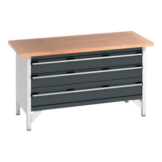 Bott Établi cubio avec plateau de travail multiplex 1500 x 750 x 840 mm RAL 7035/7016