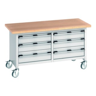 Bott Établi cubio Plan de travail multiplex 1500 x 750 x 840 mm RAL 7035