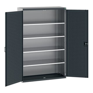 Bott Flügeltürschrank cubio 1300 x 525 x 2000 mm RAL 7035/7016 mit 4 Fachböden