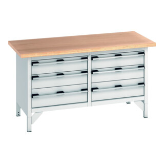 Bott Kastenwerkbank cubio Multiplex-Arbeitsplatte 1500 x 750 x 840mm RAL 7035