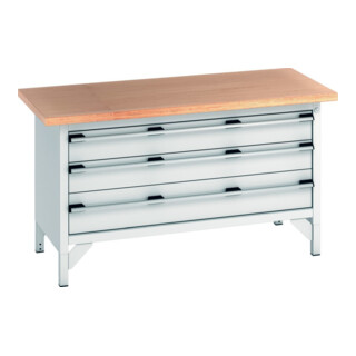 Bott Kastenwerkbank cubio Multiplex-Arbeitsplatte 1500 x 750 x 840mm RAL 7035