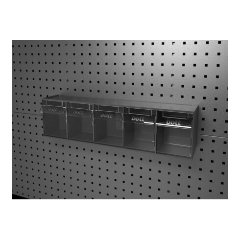 bott Magazine transparent B600xP142xH168 mm avec 5 boîtes pour plaques perforées