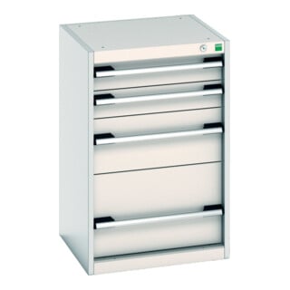 Bott Schubladenschrank Cubio 4 Schubladen 525 x 525 x 800mm RAL 7035