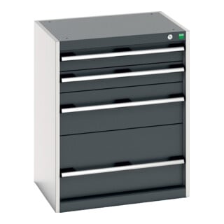 Bott Schubladenschrank cubio 4 Schubladen 650 x 525 x 800mm RAL 7035/7016