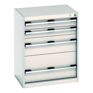 Bott Schubladenschrank cubio 4 Schubladen 650 x 525 x 800mm RAL 7035