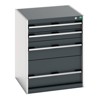 Bott Schubladenschrank cubio 4 Schubladen 650 x 650 x 800mm RAL 7035/7016