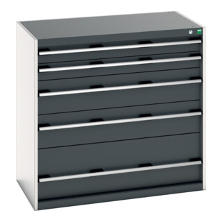 Bott Schubladenschrank cubio 5 Schubladen 1050 x 650 x 1000mm RAL 7035/7016