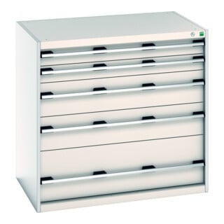 Bott Schubladenschrank cubio 5 Schubladen 1050 x 750 x 1000mm RAL 7035