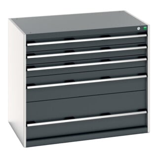 Bott Schubladenschrank cubio 5 Schubladen 1050 x 750 x 900 mm RAL 7035/7016