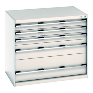 Bott Schubladenschrank cubio 5 Schubladen 1050 x 750 x 900mm RAL 7035