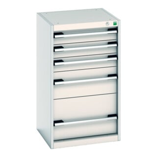 Bott Schubladenschrank cubio 5 Schubladen 525 x 525 x 900 mm RAL 7035