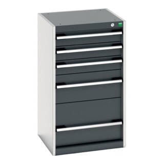 Bott Schubladenschrank cubio 5 Schubladen 525 x 525 x 900mm RAL 7035/7016