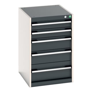 Bott Schubladenschrank cubio 5 Schubladen 525 x 650 x 800 mm RAL 7035/7016