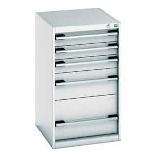Bott Schubladenschrank cubio 5 Schubladen 525 x 650 x 900mm RAL 7035