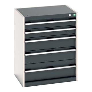 Bott Schubladenschrank cubio 5 Schubladen 650 x 525 x 800mm RAL 7035/7016