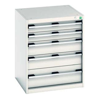 Bott Schubladenschrank cubio 5 Schubladen 650 x 650 x 800mm RAL 7035