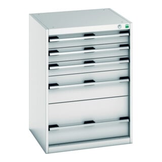 Bott Schubladenschrank cubio 5 Schubladen 650 x 650 x 900 mm RAL 7035