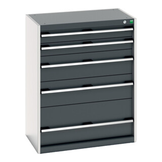 Bott Schubladenschrank cubio 5 Schubladen 800 x 525 x 1000mm RAL 7035/7016