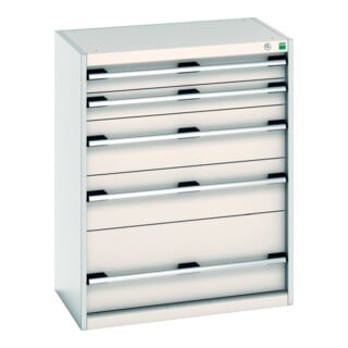 Bott Schubladenschrank cubio 5 Schubladen 800 x 525 x 1000mm RAL 7035