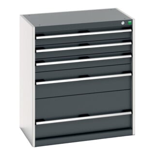 Bott Schubladenschrank cubio 5 Schubladen 800 x 525 x 900mm RAL 7035/7016