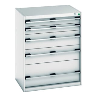 Bott Schubladenschrank cubio 5 Schubladen 800 x 650 x 1000mm RAL 7035